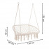 Scaun dublu tip leagan suspendat pentru casa sau gradina, cu perne, stil boho, 130x66x120 cm, maxim 300 kg, crem si gri [15]