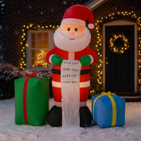 Mos Craciun gonflabil de exterior, iluminare LED, cu cadouri si lista, compresor integrat, 180x80x60 cm, rosu