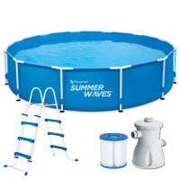Piscina cadru metalic Summer Waves, 366×91 cm, 8.300 litri, cu pompa de filtrare si scara