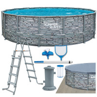 Piscina cadru metalic Summer Waves, 488×122 cm, 20.000 litri, cu toate accesoriile