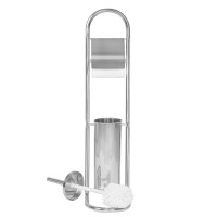 Stand cu perie WC si suport hartie igienica, inox, 72cm, argintiu Stand cu perie WC si suport hartie igienica, inox, 72cm, argintiu