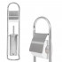 Stand cu perie WC si suport hartie igienica, inox, 72cm, argintiu [2]