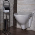 Stand cu perie WC si suport hartie igienica, inox, 72cm, argintiu [3]