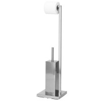 Stand cu perie WC si suport hartie igienica, inox, 75cm, argintiu Stand cu perie WC si suport hartie igienica, inox, 75cm, argintiu