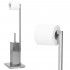 Stand cu perie WC si suport hartie igienica, inox, 75cm, argintiu [9]