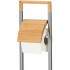 Stand cu perie WC si suport hartie igienica, inox si bambus, 75cm, argintiu [5]