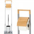 Stand cu perie WC si suport hartie igienica, inox si bambus, 75cm, argintiu [11]