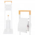 Stand cu perie WC si suport hartie igienica, metal si bambus, 74cm, alb [11]