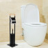 Stand cu perie WC si suport hartie igienica, metal si bambus, 74cm, negru [4]