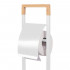 Stand cu perie WC si suport hartie igienica, metal si bambus, 76cm, alb perla [5]