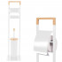 Stand cu perie WC si suport hartie igienica, metal si bambus, 76cm, alb perla [10]