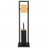 Stand cu perie WC si suport hartie igienica, metal si bambus, 80cm, negru [2]
