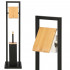Stand cu perie WC si suport hartie igienica, metal si bambus, 80cm, negru [3]