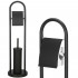 Stand cu perie WC si suport hartie igienica, metal, 80cm, negru mat [2]