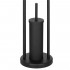 Stand cu perie WC si suport hartie igienica, metal, 80cm, negru mat [4]
