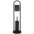 Stand cu perie WC si suport hartie igienica, metal, 80cm, negru mat [10]