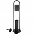 Stand cu perie WC si suport hartie igienica, metal, 80cm, negru mat [11]
