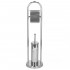 Stand cu perie WC si suport hartie igienica, inox, 80cm, argintiu cromat [10]