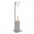 Stand cu perie WC si suport hartie igienica, metal, 79cm, gri [3]