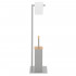 Stand cu perie WC si suport hartie igienica, metal, 79cm, gri [8]