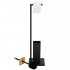 Stand cu perie WC si suport hartie igienica, metal si bambus, 79cm, negru [2]