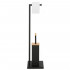 Stand cu perie WC si suport hartie igienica, metal si bambus, 79cm, negru [8]