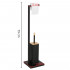 Stand cu perie WC si suport hartie igienica, metal si bambus, 79cm, negru [11]