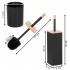 Perie WC cu rezervor detasabil si capac, din metal si bambus, 40 cm, negru [11]