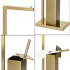 Stand cu perie WC si suport hartie igienica, metal si bambus, 67cm, auriu [12]