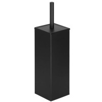 Perie WC cu rezervor detasabil si capac, din metal, 37 cm, negru Perie WC cu rezervor detasabil si capac, din metal, 37 cm, negru