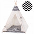 Cort copii Sersimo stil indian Teepee Tent cu fereastra, covoras gros si 2 perne, alb negru zig zag [9]