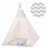 Cort copii Sersimo stil indian Teepee Tent cu fereastra, covoras gros si 2 perne, alb gri deschis zig zag [6]