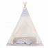 Cort copii Sersimo stil indian Teepee Tent cu fereastra, covoras gros si 2 perne, alb gri deschis zig zag [7]