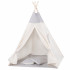 Cort copii Sersimo stil indian Teepee Tent cu fereastra, covoras gros si 2 perne, alb gri monocrom [2]
