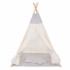Cort copii Sersimo stil indian Teepee Tent cu fereastra, covoras gros si 2 perne, alb gri monocrom [4]