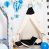 Cort copii Sersimo stil indian Teepee Tent cu fereastra, covoras gros si 2 perne, alb negru [14]