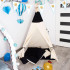Cort copii Sersimo stil indian Teepee Tent cu fereastra, covoras gros si 2 perne, alb negru [15]
