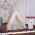 Cort copii Sersimo stil indian Teepee Tent cu fereastra, covoras gros si 2 perne, cu flori [3]