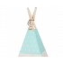 Cort copii Sersimo stil indian Teepee Tent cu fereastra, covoras gros si 2 perne, alb verde menta cu stelute [4]