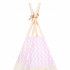Cort copii Sersimo stil indian Teepee Tent cu fereastra, covoras gros si 2 perne, alb roz cu dungi [12]