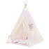 Cort copii Sersimo stil indian Teepee Tent cu fereastra, covoras gros si 2 perne, alb roz cu dungi [9]