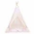 Cort copii Sersimo stil indian Teepee Tent cu fereastra, covoras gros si 2 perne, alb roz cu dungi [11]