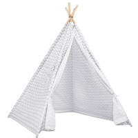 Cort copii Sersimo stil indian Teepee Tent cu fereastra, alb gri zig zag