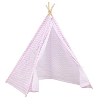 Cort copii Sersimo stil indian Teepee Tent cu fereastra, alb roz zig zag