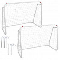 Set 2 porti de fotbal metalice, 96x124cm, profil 28mm, cu elemente de fixare Set 2 porti de fotbal metalice, 96x124cm, profil 28mm, cu elemente de fixare