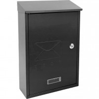 Cutie postala de exterior, pentru gard sau perete, din otel zincat, cu incuietoare, 38x10x25cm, gri inchis Cutie postala de exterior, pentru gard sau perete, din otel zincat, cu incuietoare, 38x10x25cm, gri inchis