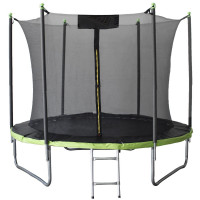 Trambulina gradina 252 cm cu scara si plasa interioara, maxim 100 kg, verde