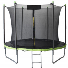 Trambulina gradina 312 cm cu scara si plasa interioara, maxim 150 kg, verde