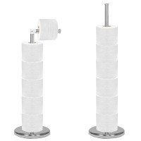 Suport hartie igienica 2 in 1 cu tija mobila, 68.5cm, argintiu