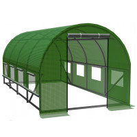 Sera de gradina, tip tunel cu cadru metalic, 200x450cm, verde, 9mp (ventilatie suplimentara) Sera de gradina, tip tunel cu cadru metalic, 200x450cm, verde, 9mp (ventilatie suplimentara)